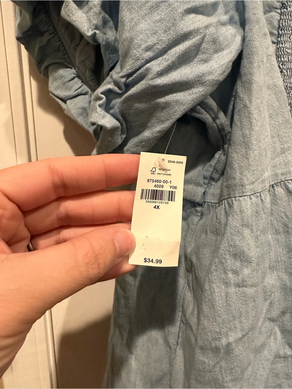 Old Navy Light Blue Puff-Sleeve Peplum Blouse